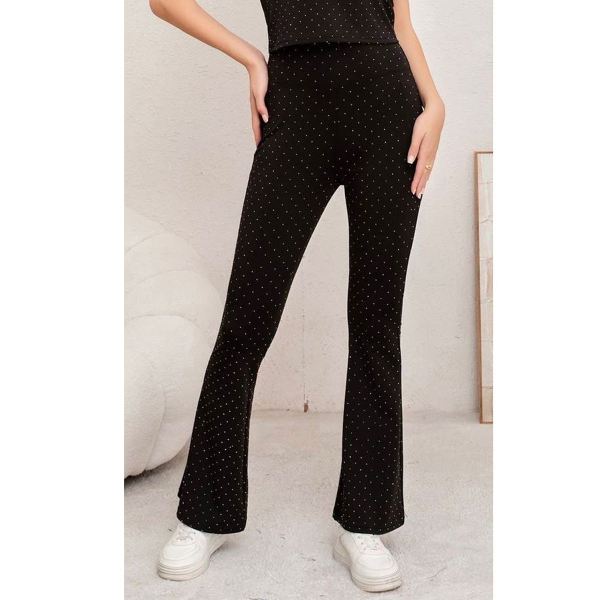 LIKE SHOP - Conjunto Mujer 2 Piezas Polera Y Calza Full Brillos Tendencia 7037