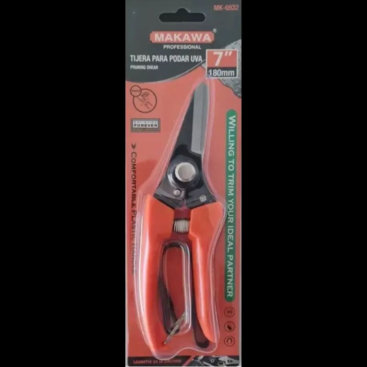 METALFER - Tijera Para Podar Uva 7 Pulgadas Naranja