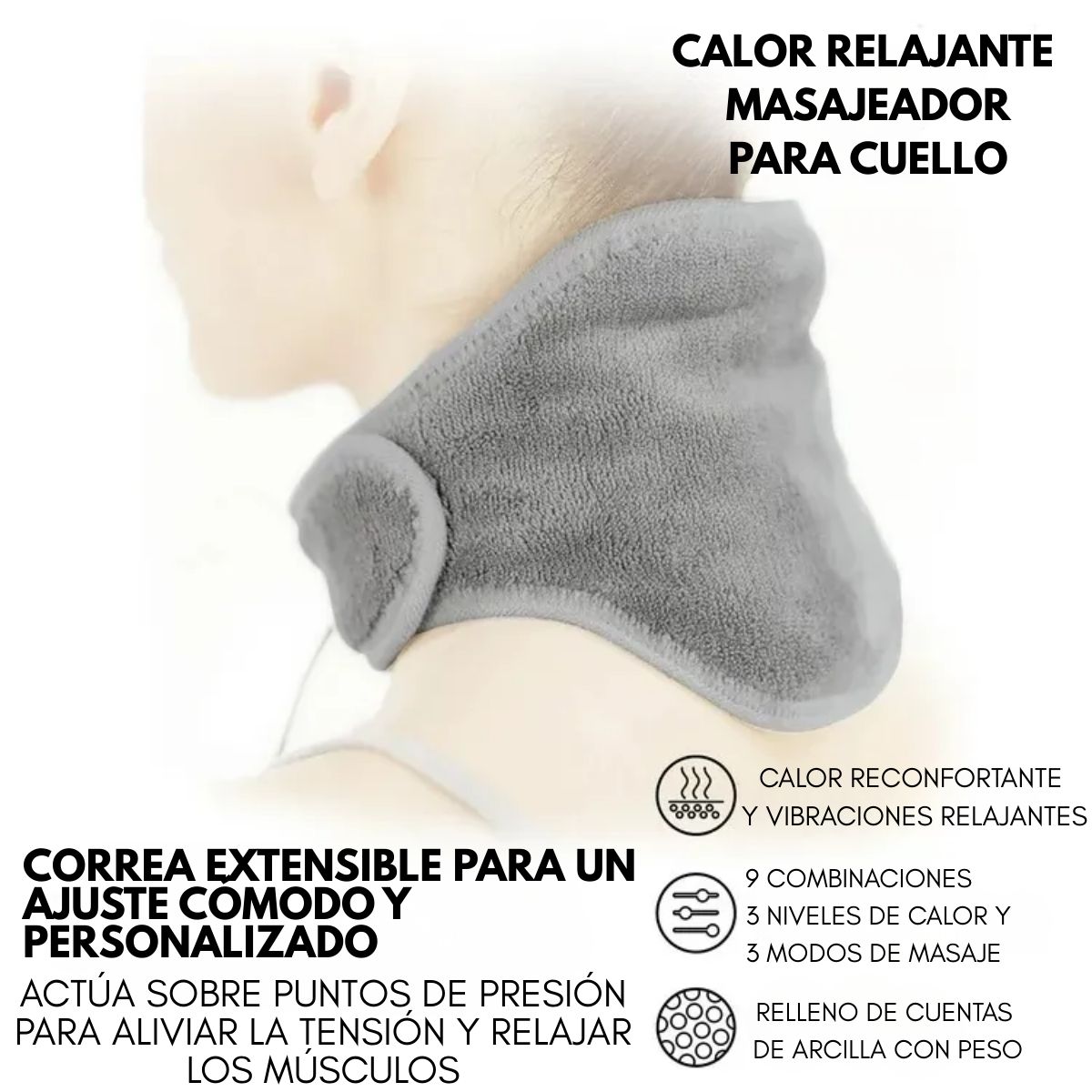 GENERICO - Masajeador Cuello Cervical Terapéutico Con Calor 9 Modos
