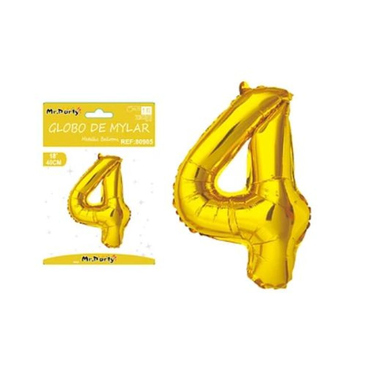 GENERICO - Globo metálico dorado 40cm número 4