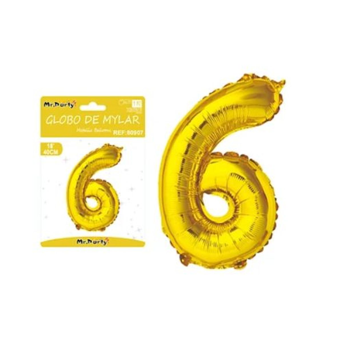 GENERICO - Globo metálico dorado 40cm número 6
