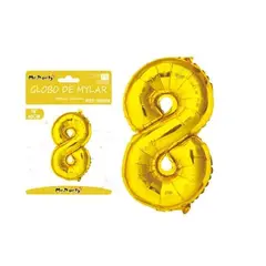 GENERICO - Globo metálico dorado 40cm número 8