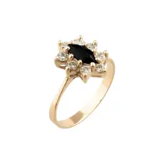 JB JOYAS BARON - Anillo Oro 18kt Platino Roseta Marquise Circonitas