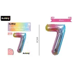 GENERICO - Globo metálico multicolor 40cm número 7