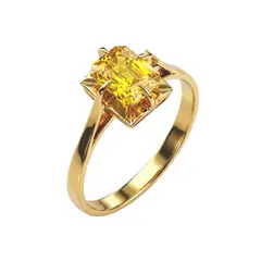 JB JOYAS BARON - Anillo Oro 18kt Solitario Rectangular Circonita
