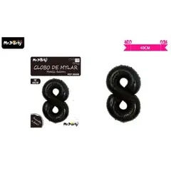 GENERICO - Globo metálico negro 40cm número 8