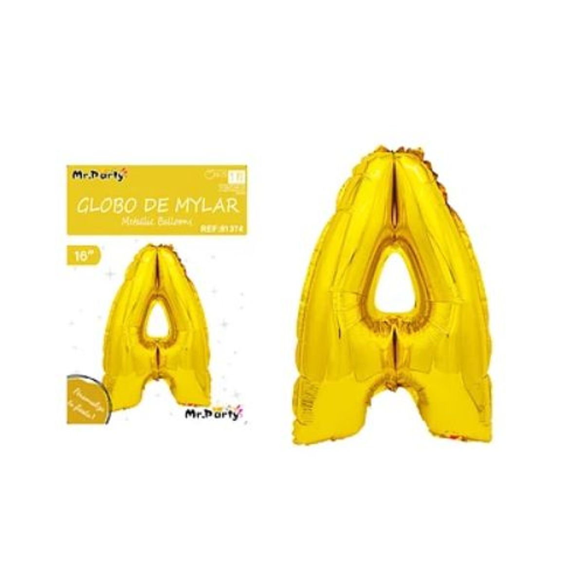 GENERICO - Globo metálico dorado 40cm letra A