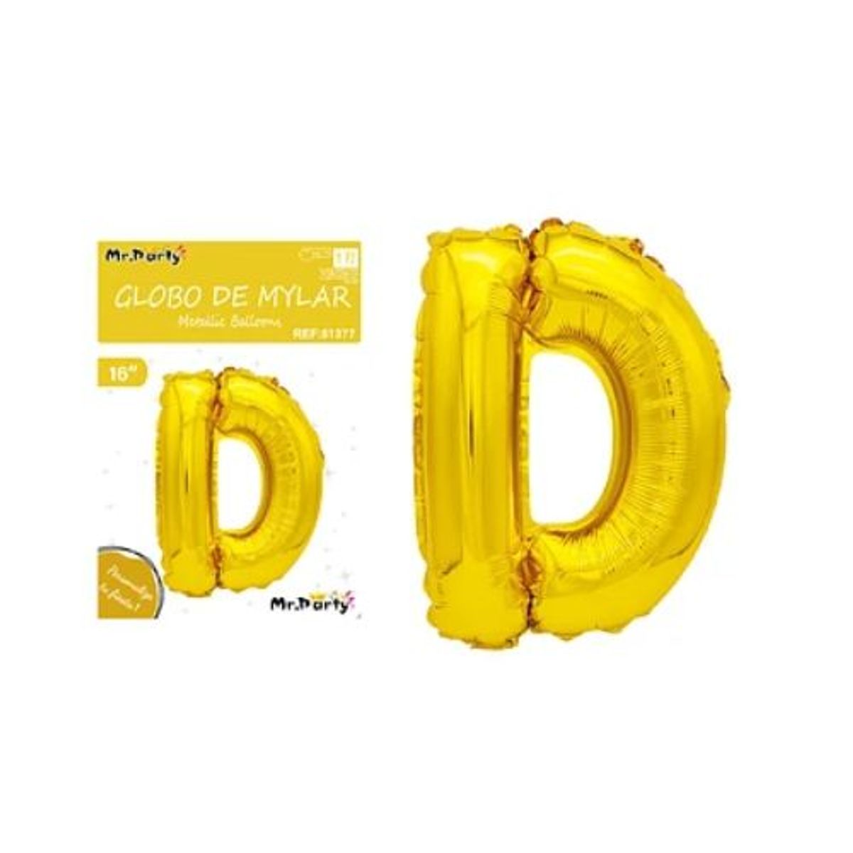 GENERICO - Globo metálico dorado 40cm letra D
