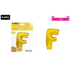 GENERICO - Globo metálico dorado 40cm letra F