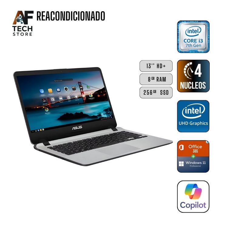 Notebook X407U I3 7th 8GB 256GB - Win11+Office - Reacondicionado Profesional