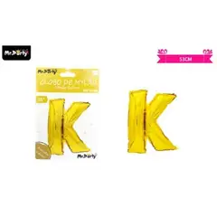 GENERICO - Globo metálico dorado 40cm letra K