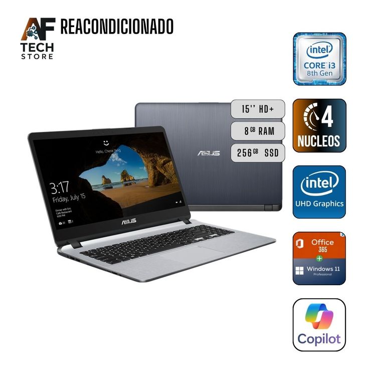 Notebook X407U I3 8th 8GB 256GB - Win11+Office - Reacondicionado Profesional