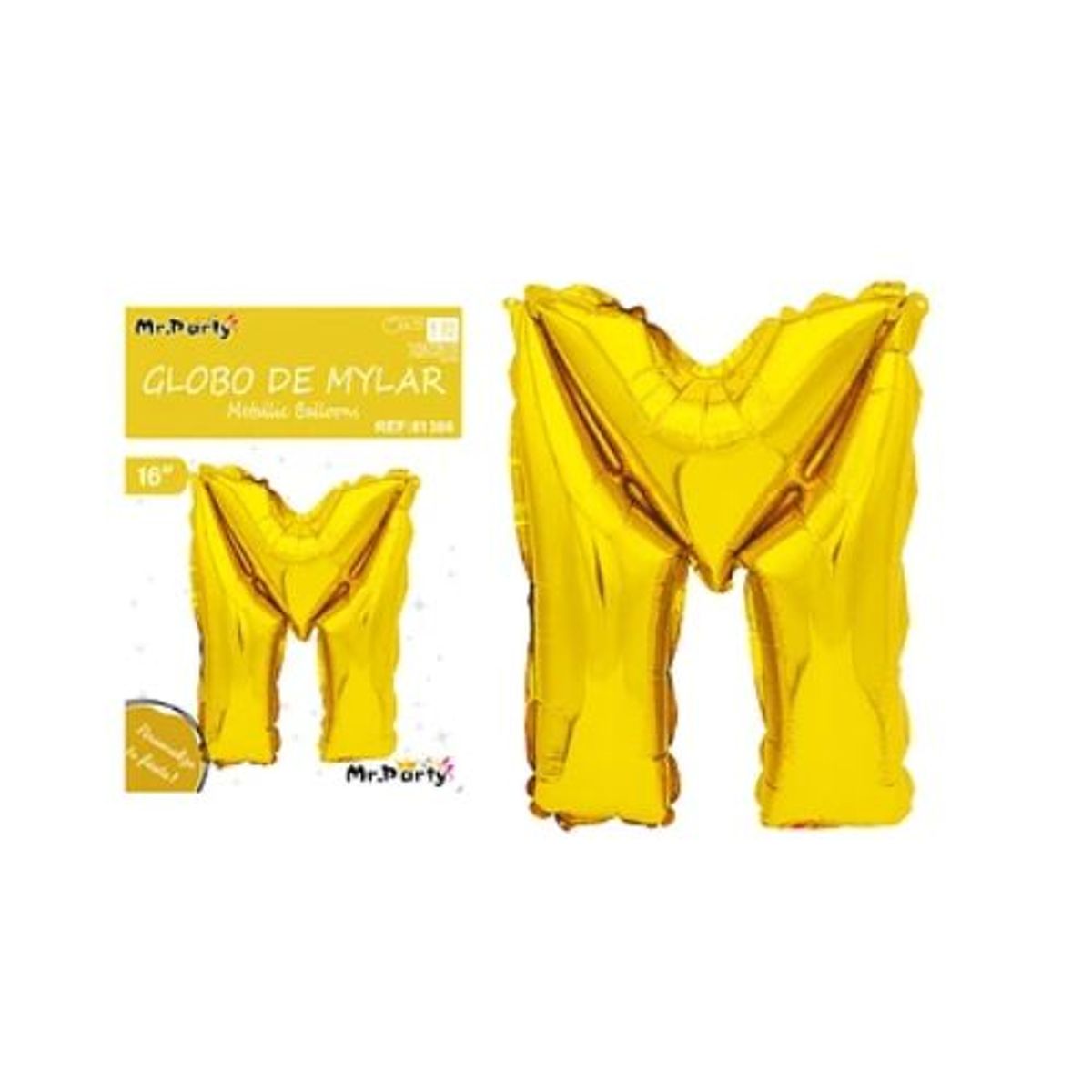 GENERICO - Globo metálico dorado 40cm letra M
