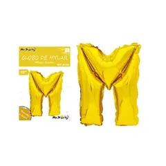 GENERICO - Globo metálico dorado 40cm letra M