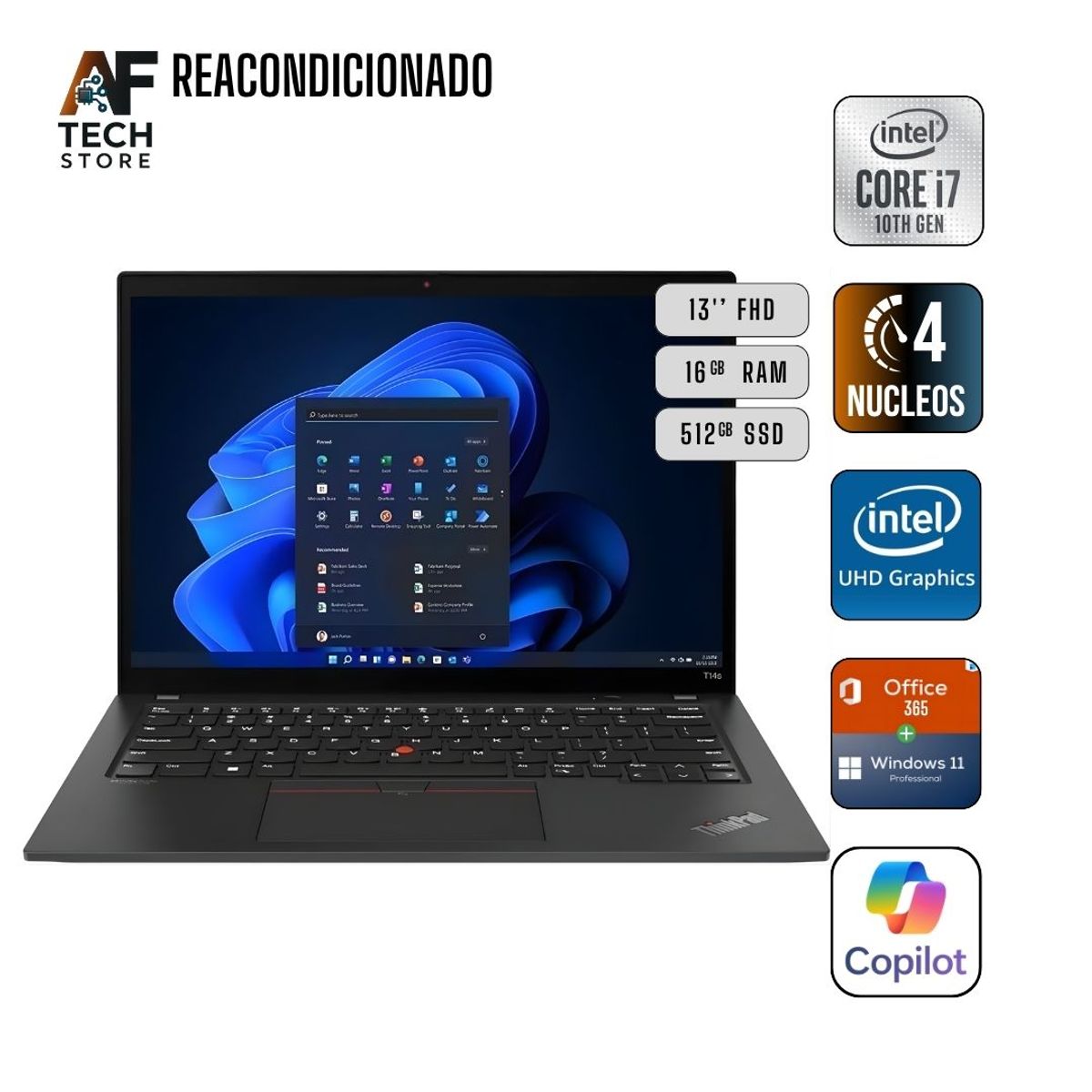 LENOVO - Notebook LENOVO T14 I7 10th 16GB 512GB - Win11+Office - Reacondicionado Profesional