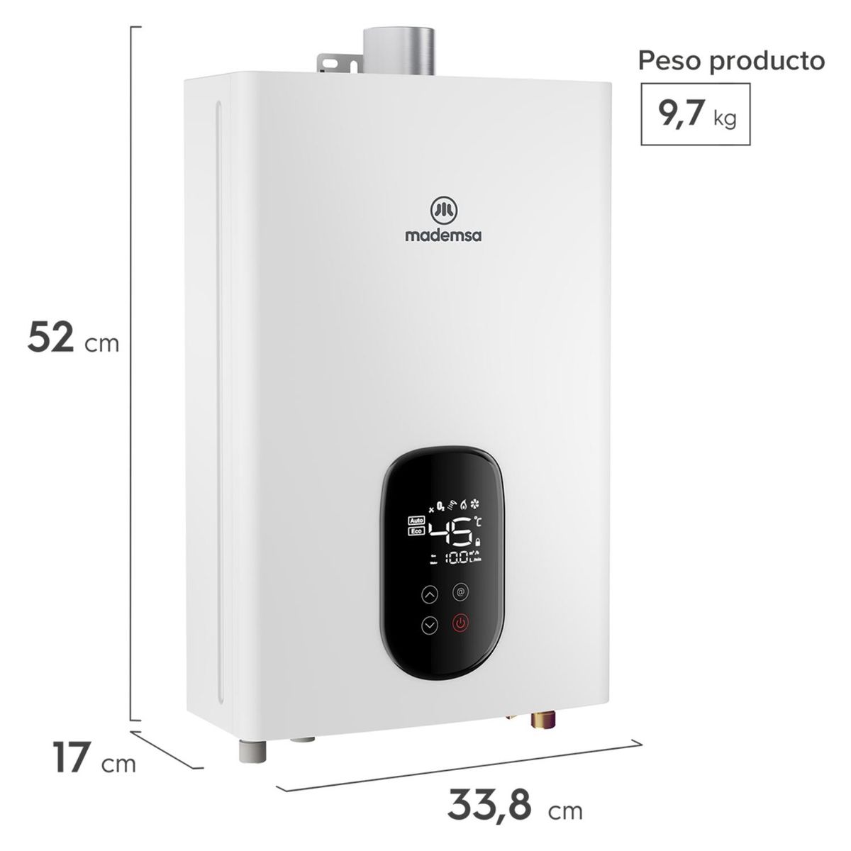 MADEMSA - Calefont Gas Licuado 10 Litros Tiro Forzado Forced Eco Mademsa