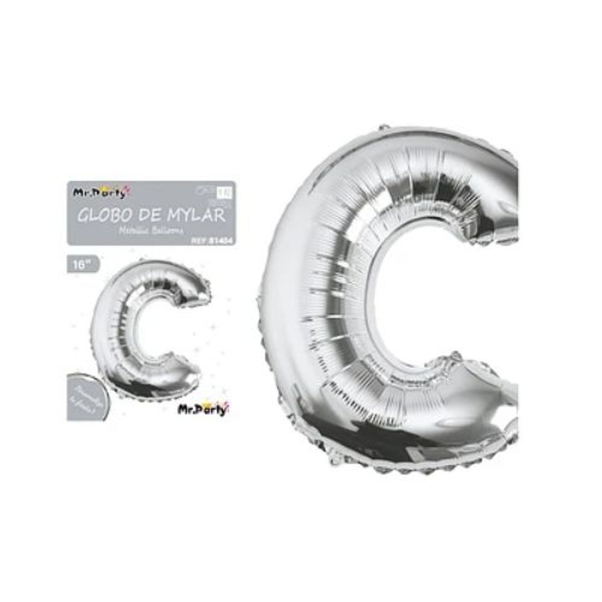 GENERICO - Globo metálico plateado 40cm letra C
