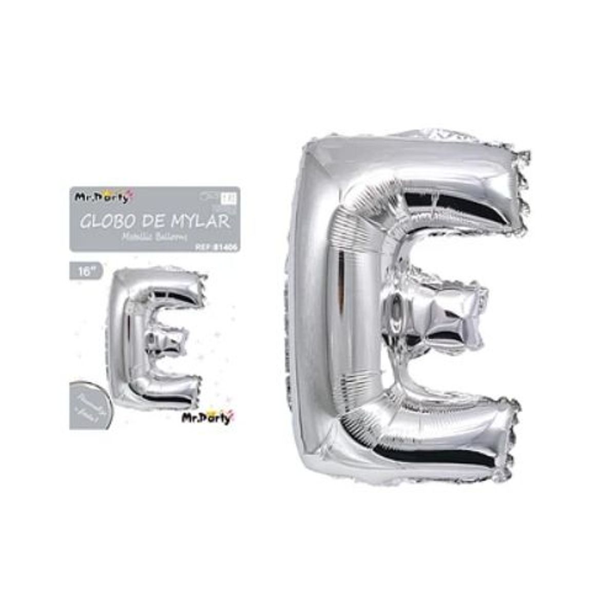 GENERICO - Globo metálico plateado 40cm letra E