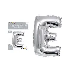 GENERICO - Globo metálico plateado 40cm letra E
