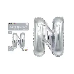 GENERICO - Globo metálico plateado 40cm letra N