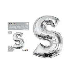 GENERICO - Globo metálico plateado 40cm letra S