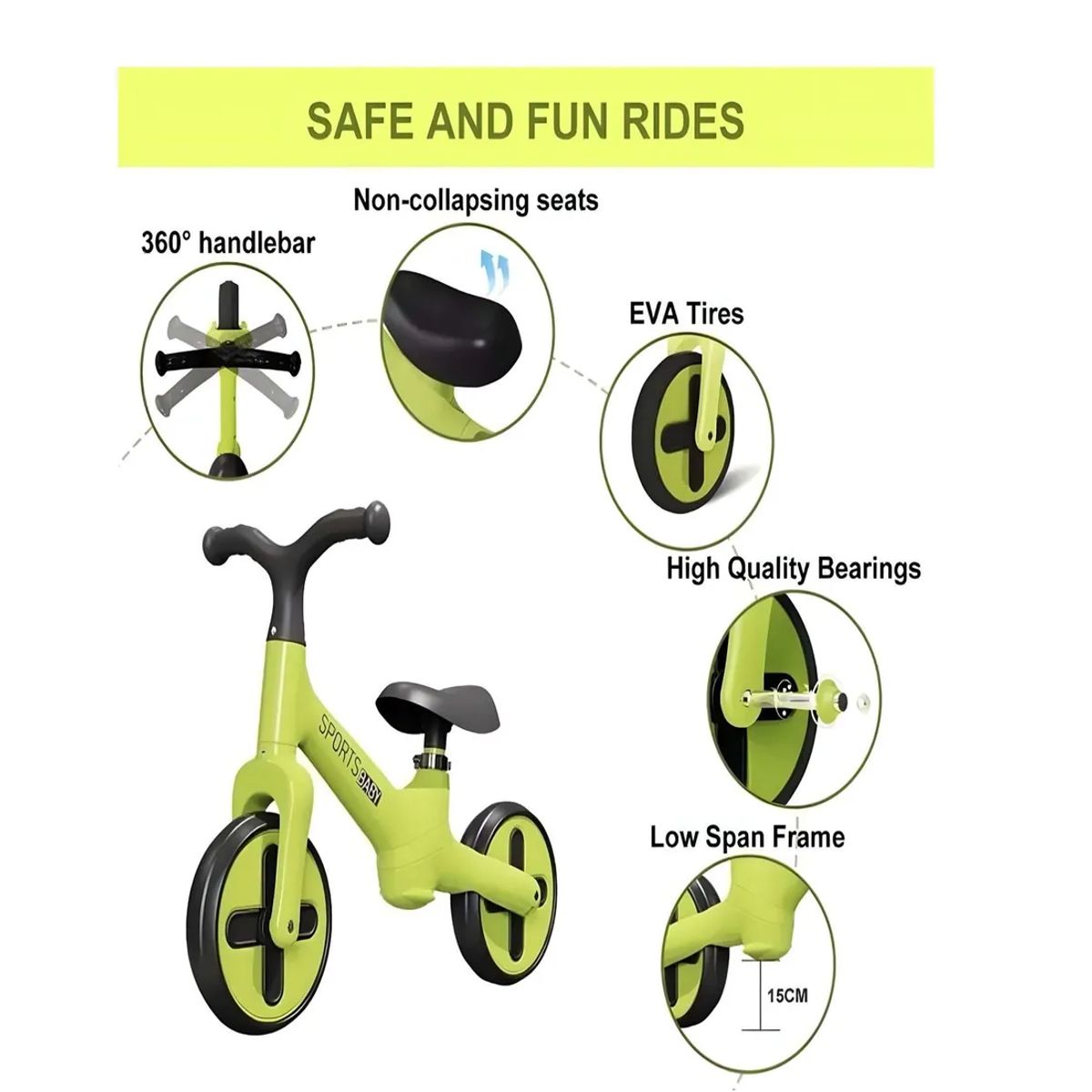 GENERICO - Bicicleta Equilibrio Aprendizaje Sin Pedales Niña Niño