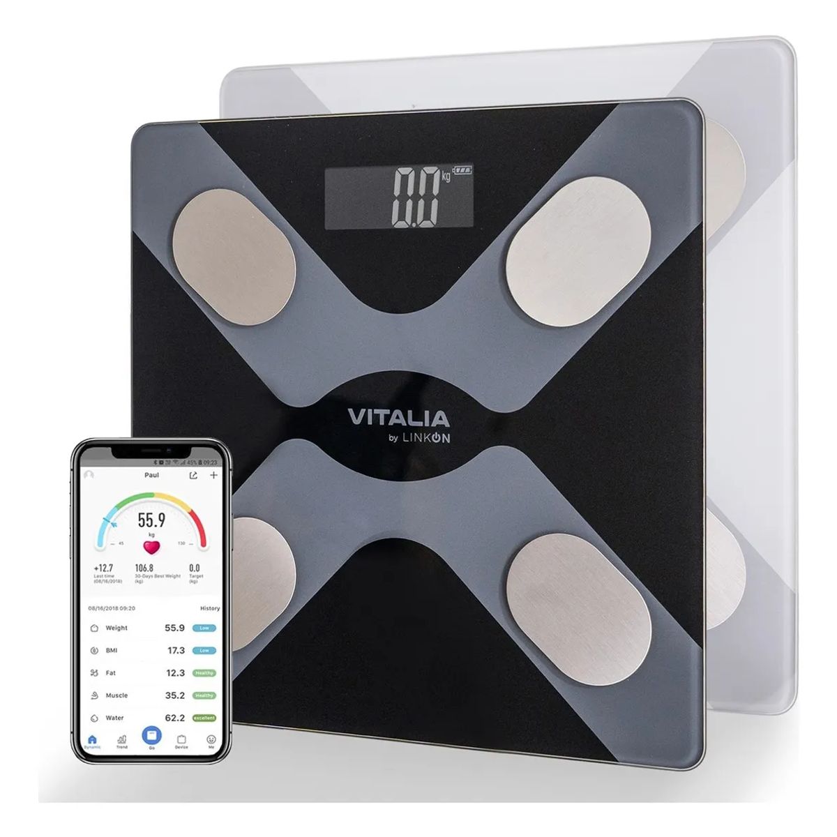 GENERICO - Balanza Pesa Digital Inteligente Vitalia Bluetooth Smart App Color Negro