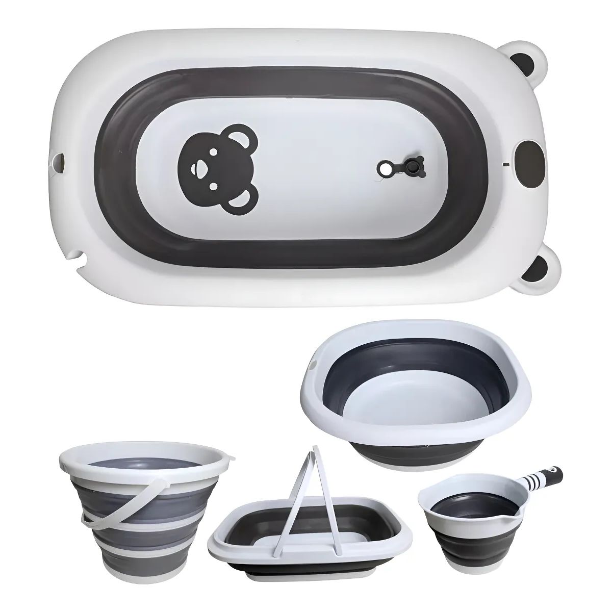 GENERICO - Kit Bañera Para Bebés, Bañera Plegable De 5 Piezas