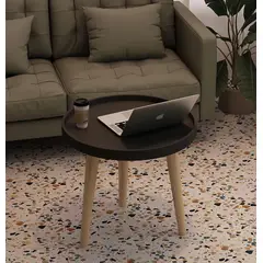 GENERICO - Mesa Redonda De Madera Estilo Moderno 40cm Color Negro
