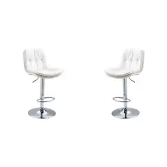 ARTIHOGAR - Pack 2 Sillas Bar Nordica Ecocuero Color Blanco