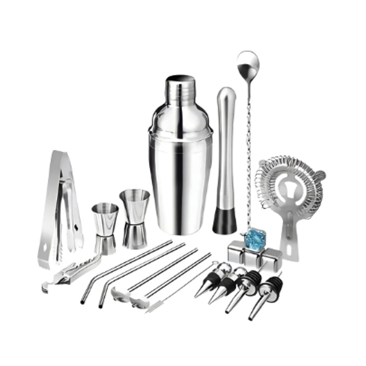 GENERICO - Kit Para Cocteles De 21 Piezas De Acero Inoxidable Color Plateado