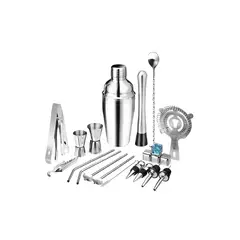 GENERICO - Kit Para Cocteles De 21 Piezas De Acero Inoxidable Color Plateado