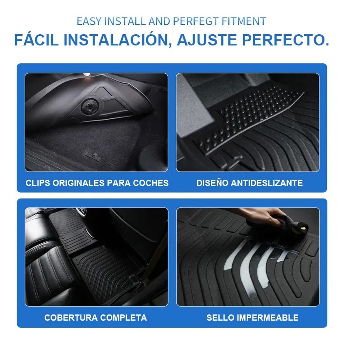 KUANGYE - 3 Piezas Negro Cubre Pisos Calce Perfecto Para Mitsubishi L200 2025+