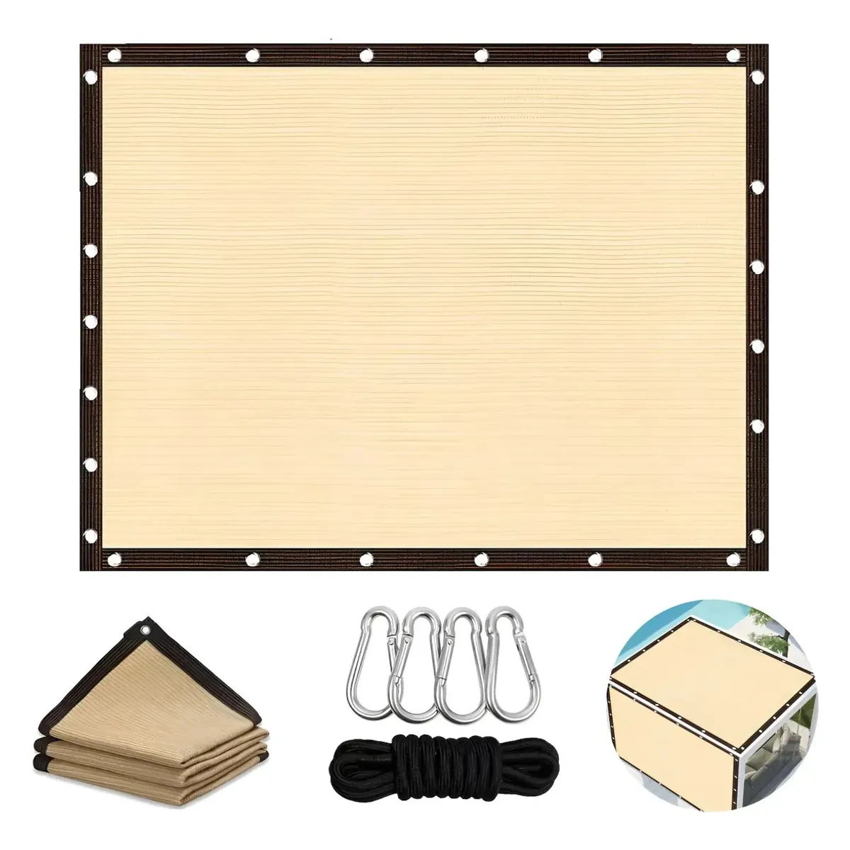 KUANGYE - Toldo Rectangular 3x3m Sombra Cubierta Jardin Terraza Beige