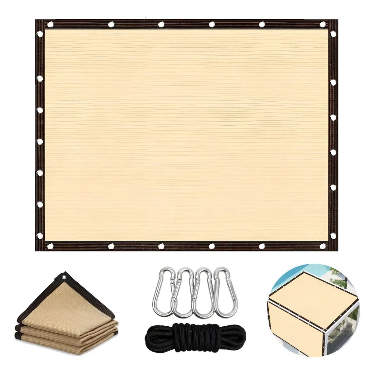 KUANGYE - Toldo Rectangular 3x3m Sombra Cubierta Jardin Terraza Beige