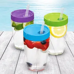 SISTEMA - Vaso con Tapa Rosca y Bombilla 525 ml. - Fabricado en Nueva Zelanda