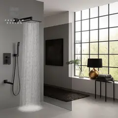 GENERICO - Ducha Empotrada Negra Diseño Minimalista Rectangular - Negra Mate