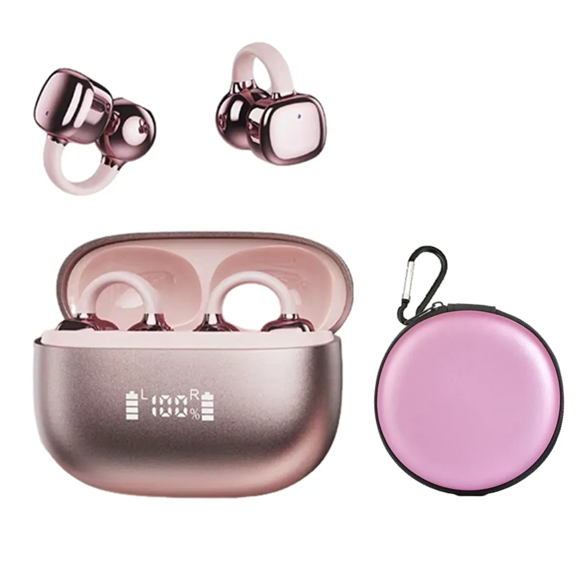 LENOVO - Audífonos Lenovo Clip Plus RS119 TWS  Bluetooth 6.0 - Rosa y estuche