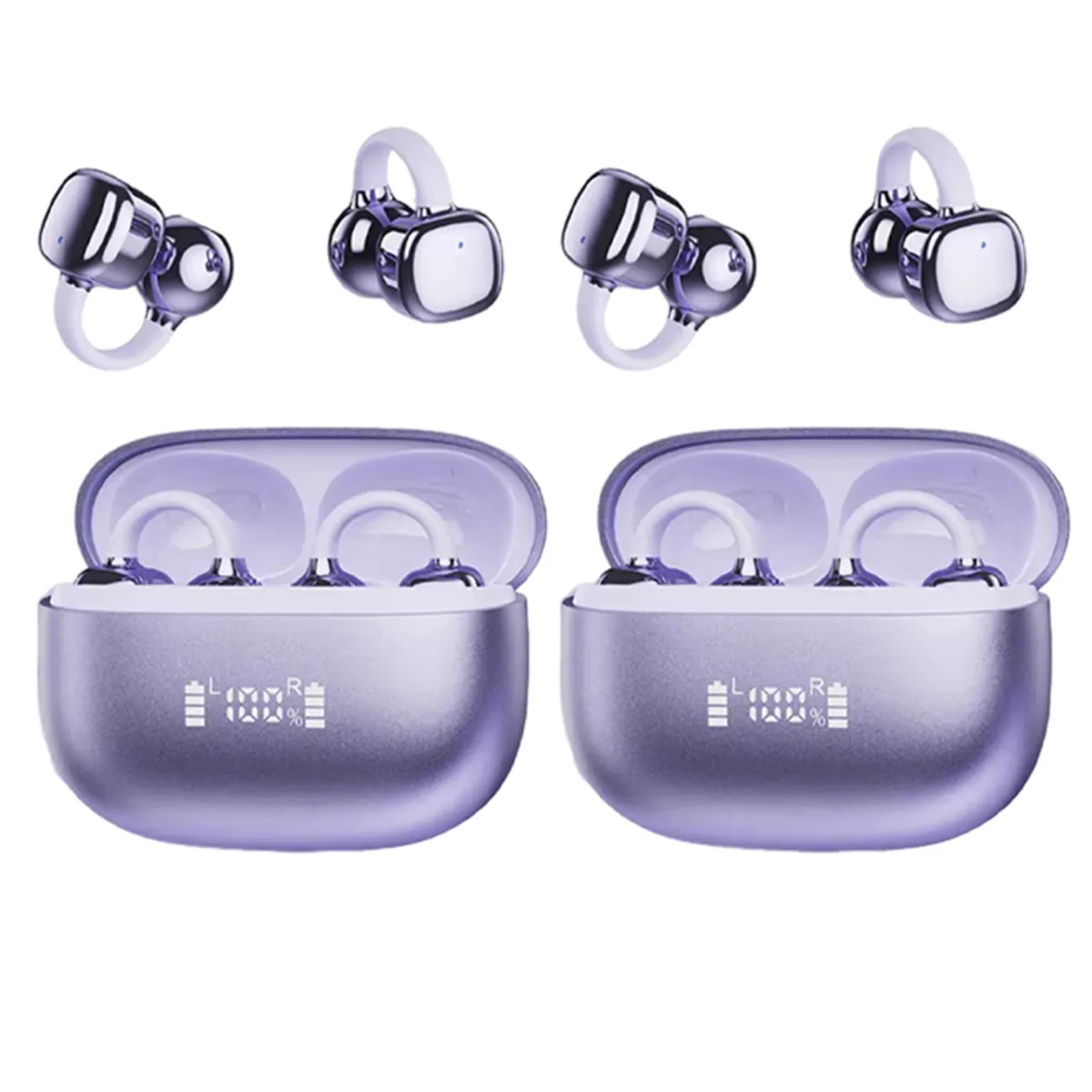 LENOVO - Set 2 De Audífonos Lenovo Clip Plus RS119 TWS  Bluetooth 6.0 -Morado