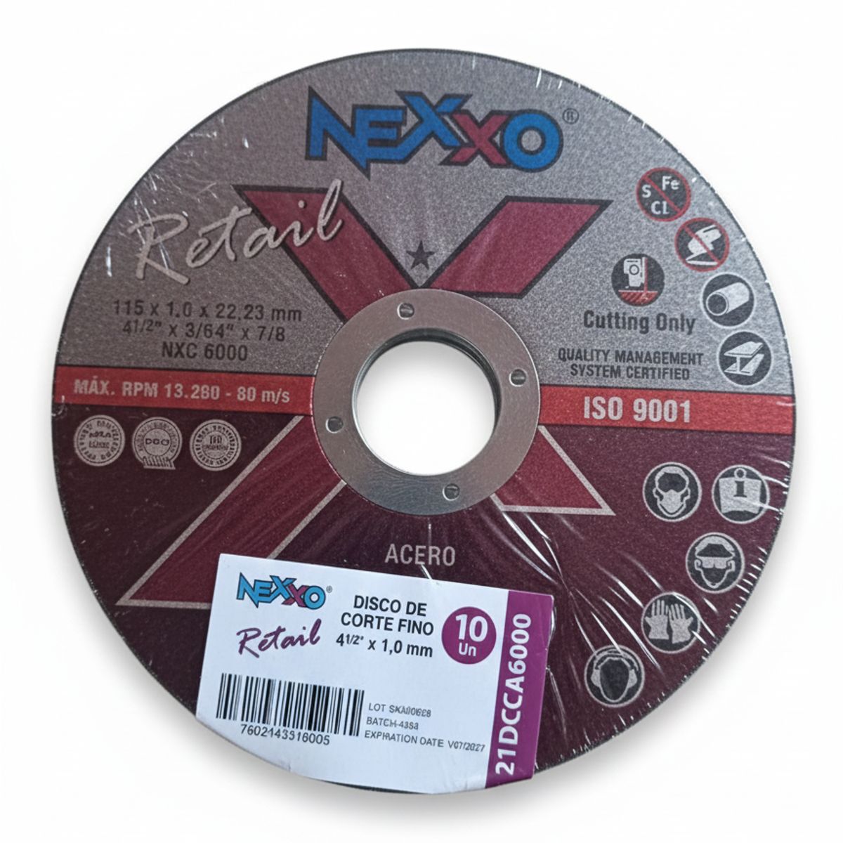 GENERICO - Disco de corte Metal 4.5" 1mm Pack 10 unidades