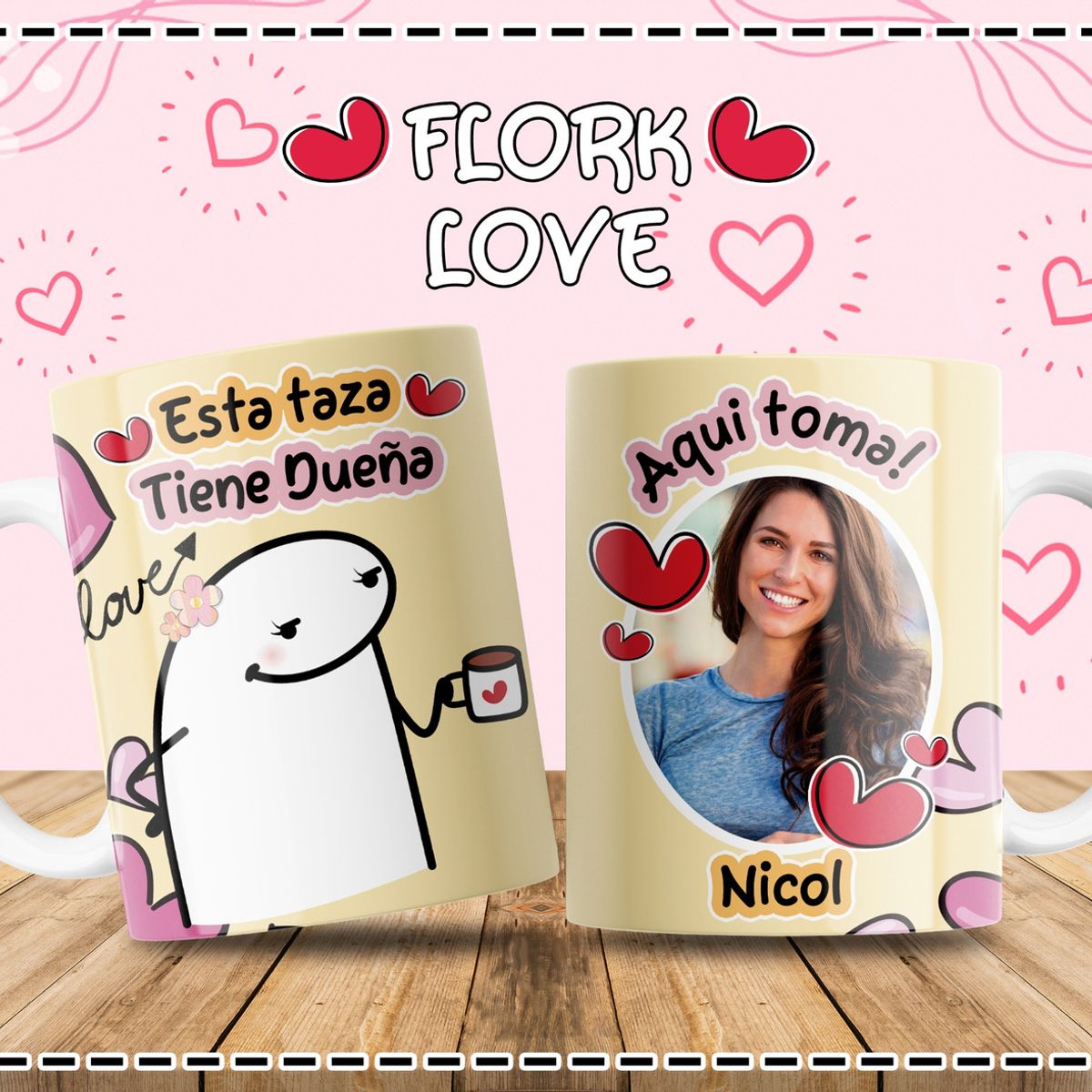 GENERICO - Taza Flork 11oz Personalizada con Foto y Nombre  “Esta taza tiene dueña” Ella