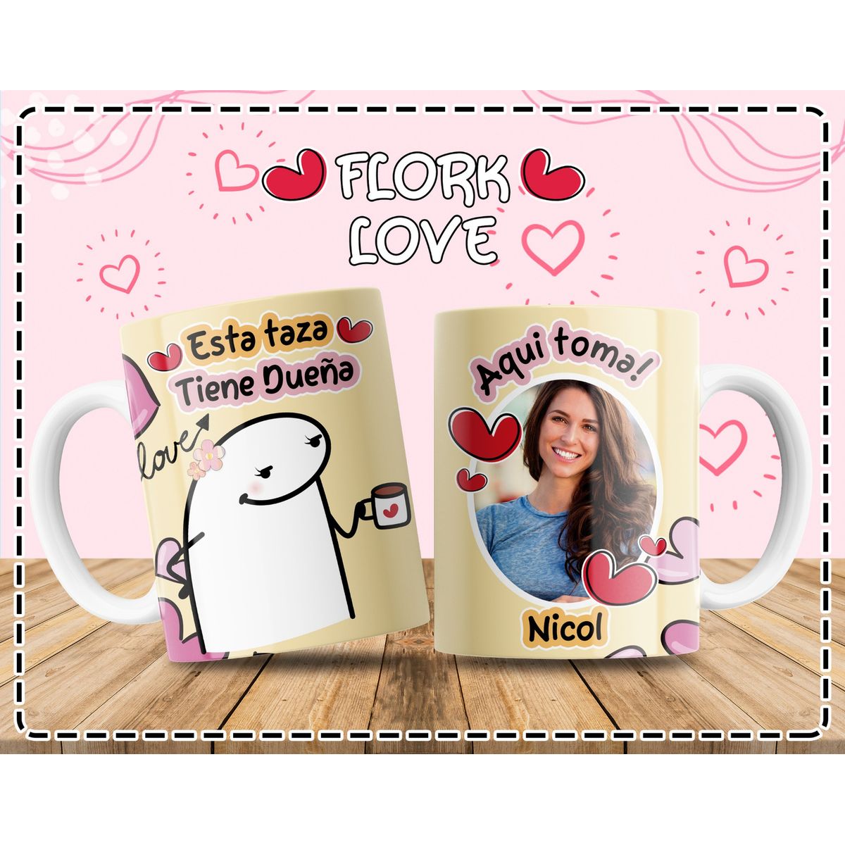 GENERICO - Taza Flork 11oz Personalizada con Foto y Nombre  “Esta taza tiene dueña” Ella