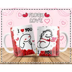GENERICO - Taza Flork San Valentín 11oz “I ️ You” + Rosas Amor Clásico Diseño Doble Cara