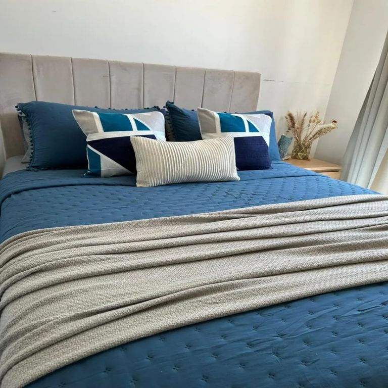 Set Renovacion Verano Dormitorio King Azul & Gris - 6 piezas Azul KING