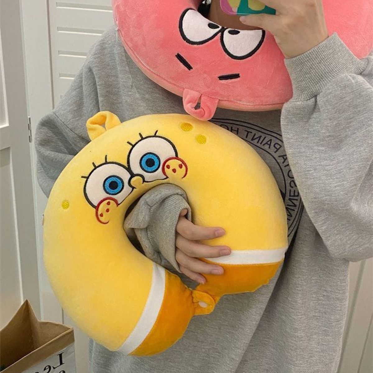 GENERICO - Almohada de Viaje Patricio Estrella De Bob Esponja 30x30 cm  Cojín  Cuello