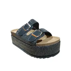 POZATINI - Sandalia Plataforma Lujo Brillante Negro