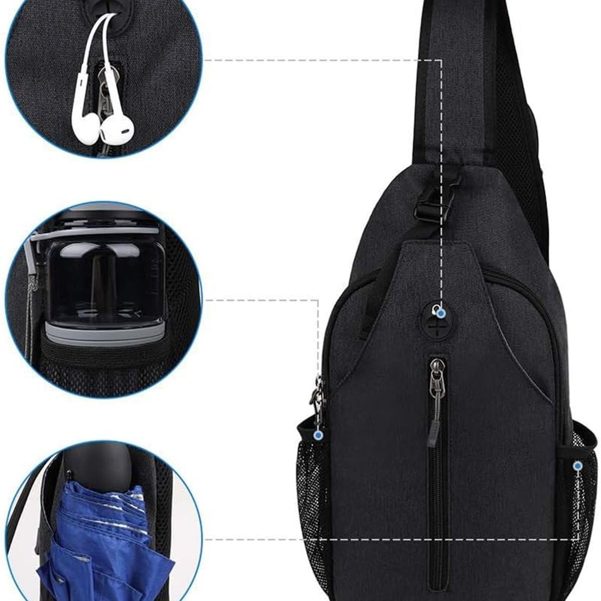 BLUEDREAMER - Bolso cruzado de moda multifuncional impermeable del pecho del hombro