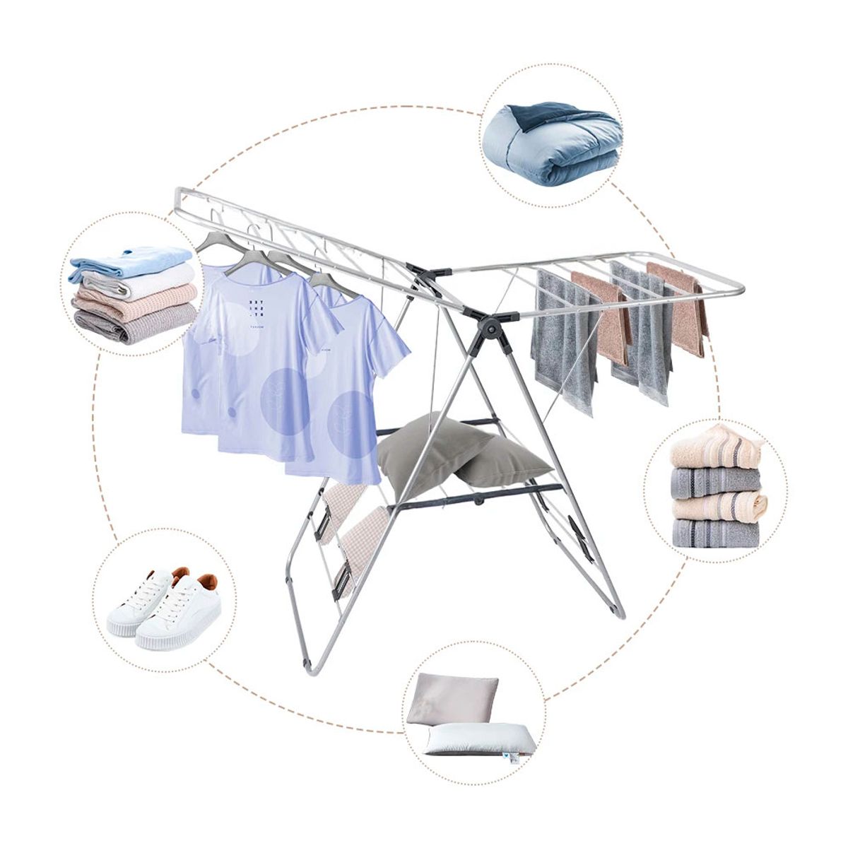 GENERICO - Tendedero de ropa plegable 142x59x94cm acero casa viva