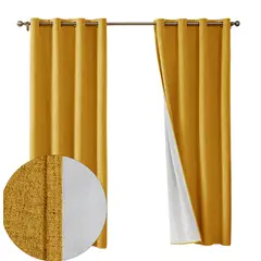 OKAY - Cortina Lino Con Blackout 100% Térmica Engomada 2 Paños