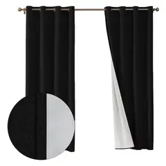 OKAY - Cortina Lino Con Blackout 100% Térmica Engomada 2 Paños